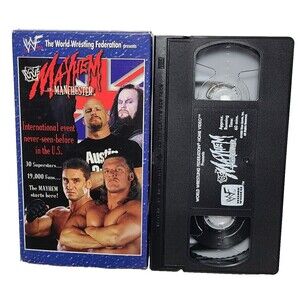 WWF Mayhem in Manchester VHS 1998 WWE WCW ECW Wrestling Austin Rock Undertaker